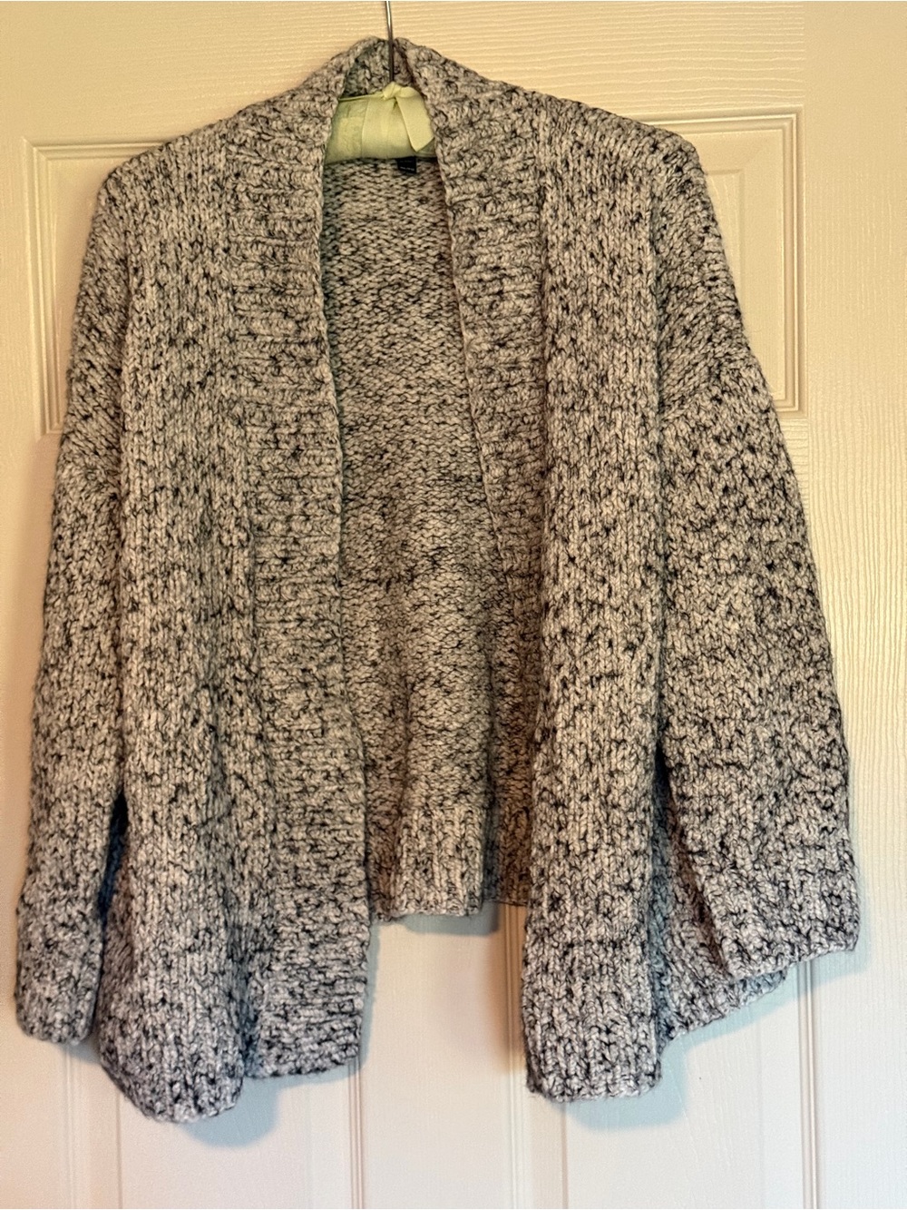 Eileen Fisher Marled Gray Open-Front Chunky Cardigan